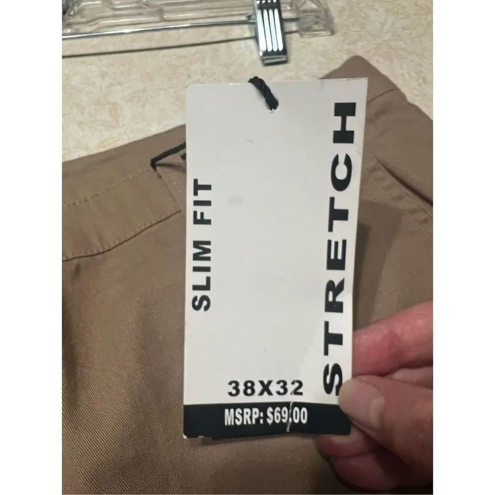 Members Only Men’s Pants Sz 38/32 Tan Stretch NWT